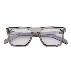 Classic Square Horn Rimmed Glasses Gray Frame Clear Blue Light Blocking Lens